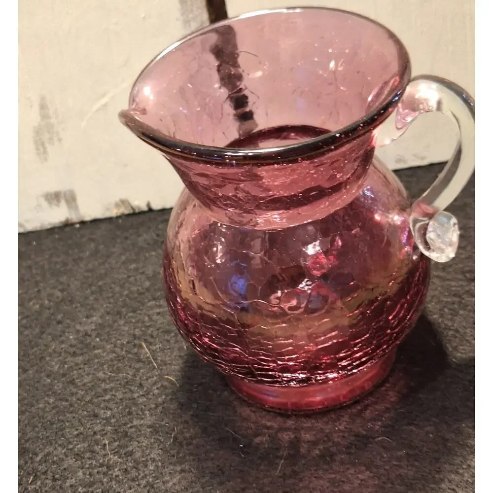 Vintage Kanawha Cranberry Glass Pitcher Created with Gold Encased in Crystal